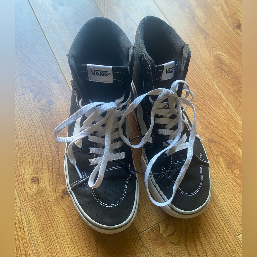 Vans Black and White High-Top Sneakers 8.5 women